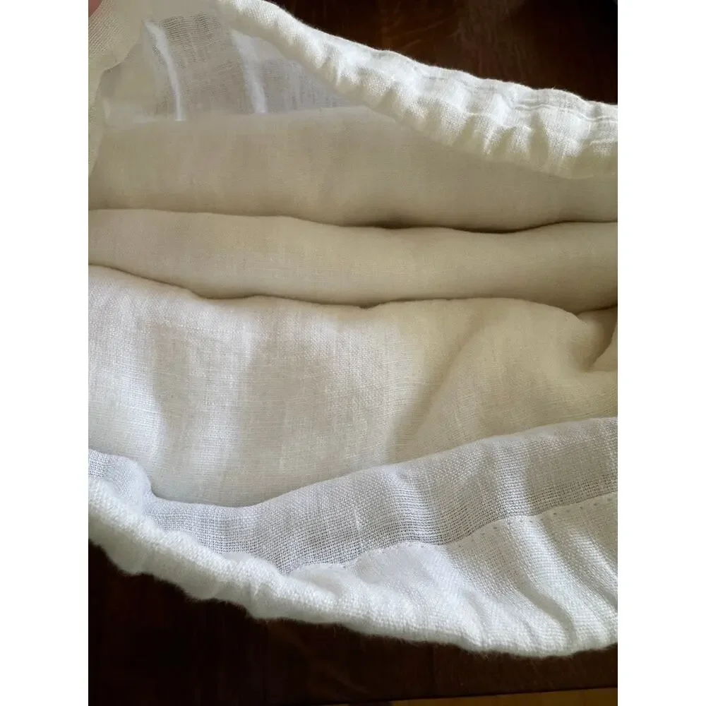 QUINCE European Linen Piped Duvet Cover Set KING White/Toffee